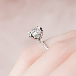 2.50CT Cushion Hidden Halo Moissanite Diamond Engagement Ring