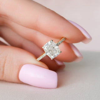 Bold 2.0ct cushion hidden halo moissanite ring front view image 2