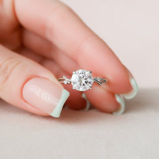 2.0CT Round Brilliant Cut Twig Nature Inspired Moissanite Diamond Engagement Ring