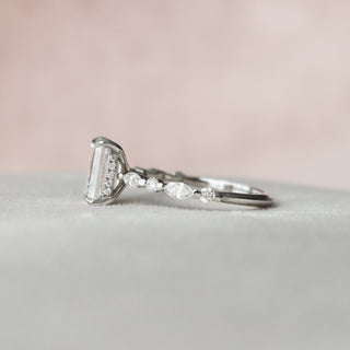 2.0CT Emerald Cut Hidden Halo Pave Moissanite Diamond Engagement Ring