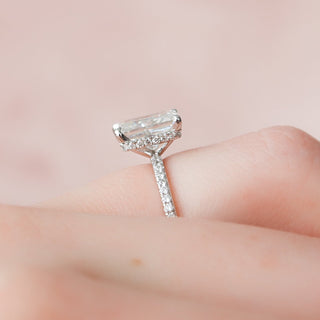 2.0CT Radiant Cut Hidden Halo Pave Moissanite Diamond Engagement Ring