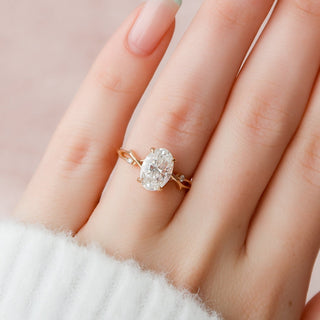 2.0CT Oval Cut Twig Nature Inspired Moissanite Diamond Engagement Ring
