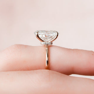 4.0CT Oval Hidden Halo Moissanite Diamond Engagement Ring