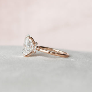 4.0CT Oval Hidden Halo Moissanite Diamond Engagement Ring
