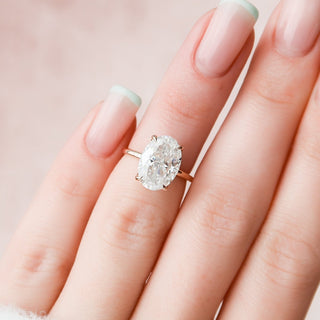 4.0CT Oval Hidden Halo Moissanite Diamond Engagement Ring