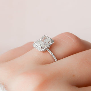 5.0CT Radiant Halo Moissanite Diamond Engagement Ring