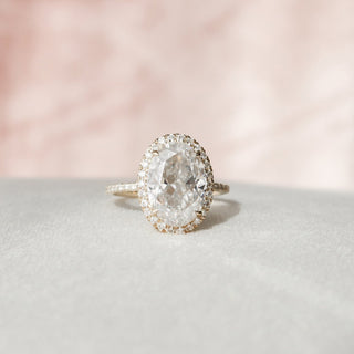 4.50CT Oval Cut Halo Pave Diamond Moissanite Engagement Ring