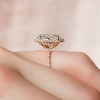 4.50CT Oval Cut Halo Pave Diamond Moissanite Engagement Ring
