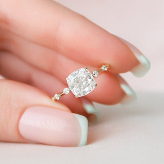 2.0CT Cushion Cut Pettite Pave Moissanite Diamond Engagement Ring