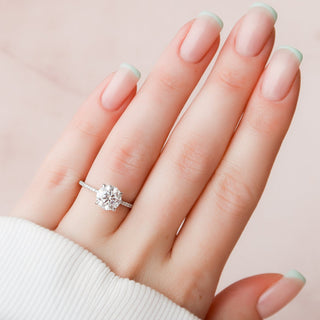 2.0CT Round Brilliant Cut Hidden Halo Pave Moissanite Diamond Engagement Ring