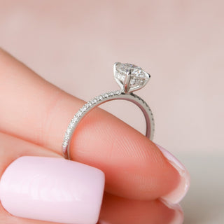 1.0CT Round Brilliant Hidden Halo Pave Diamond Moissanite Engagement Ring