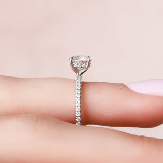 1.0CT Round Brilliant Hidden Halo Pave Diamond Moissanite Engagement Ring