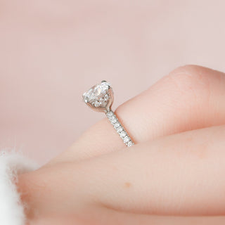 1.0CT Round Brilliant Hidden Halo Pave Diamond Moissanite Engagement Ring