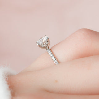 1.0CT Round Cut Moissanite Diamond Hidden Halo Engagement Ring