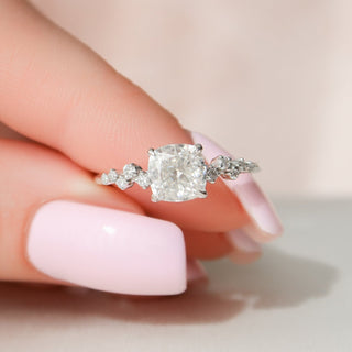 1.50CT Cushion Cluster Moissanite Diamond  Engagement Ring