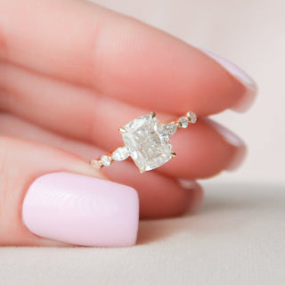 Bold 2.50ct cushion hidden halo moissanite ring top view