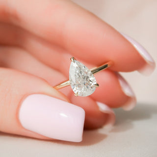 2.0 CT Pear Solitaire Classic Moissanite Engagement Ring front view