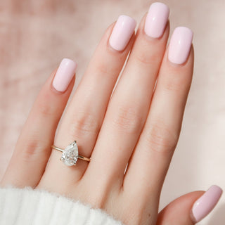 2.0 CT Pear Solitaire Classic Moissanite Engagement Ring side view