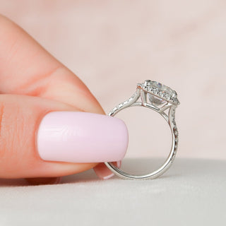 5.50CT Radiant Cut Halo Split Shank Moissanite Diamond Engagement Ring