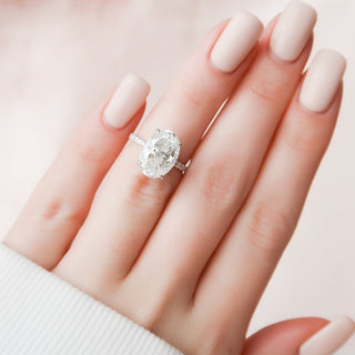 5.0CT Oval Cut Hidden Halo Pave Moissanite Diamond Engagement Ring