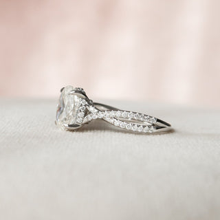 1.50CT Oval Cut Hidden Halo Split Shank Diamond Moissanite Engagement Ring