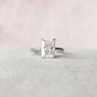 4.0CT Radiant Cut Hidden Halo Solitaire Moissanite Diamond Engagement Ring