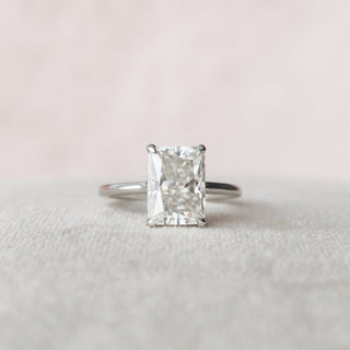 4.0CT Radiant Cut Hidden Halo Solitaire Moissanite Diamond Engagement Ring