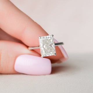 4.0CT Radiant Cut Hidden Halo Solitaire Moissanite Diamond Engagement Ring