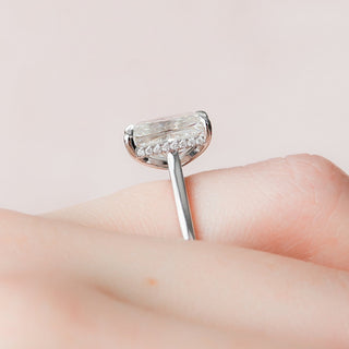 4.0CT Radiant Cut Hidden Halo Solitaire Moissanite Diamond Engagement Ring