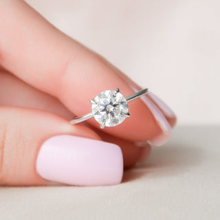 2.0 CT Round Cut Solitaire Halo Moissanite Engagement Ring front view