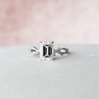 2.0CT Emerald Cut Twig Nature Inspired Moissanite Diamond Engagement Ring