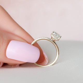 Bold 2.0ct cushion hidden halo moissanite ring top view image 2