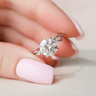2.50ct Round Brilliant Twig Nature Inspired Moissanite Diamond Engagement Ring