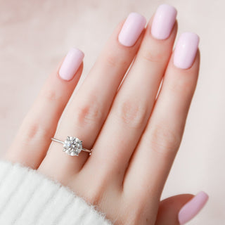 2.0 CT Round Cut Solitaire Halo Moissanite Engagement Ring side view