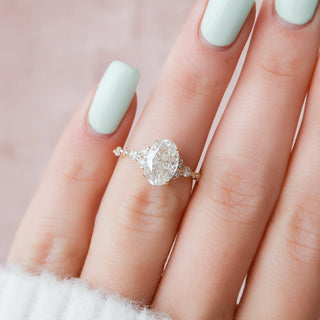 2.0 CT Oval Brilliant Cluster Moissanite Engagement Ring side view