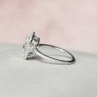 2.50CT Oval Cut Halo Pave Moissanite Diamond Engagement Ring