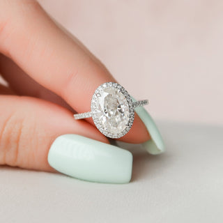 2.50CT Oval Cut Halo Pave Moissanite Diamond Engagement Ring