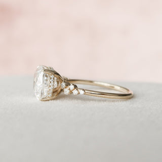 4.0CT Cushion Cut Hidden Halo Cluster Diamond Moissanite Engagement Ring