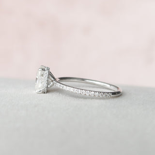Bold 2.0ct cushion hidden halo moissanite ring detail view of the band image 2