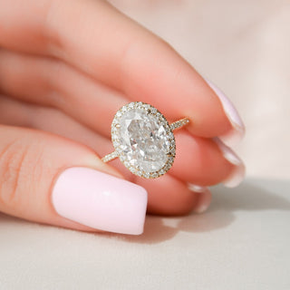 4.50CT Oval Cut Halo Pave Diamond Moissanite Engagement Ring