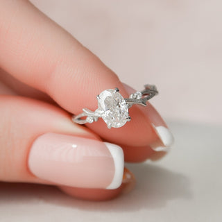 1.0CT Oval Twig Nature Inspired Moissanite Diamond Engagement Ring