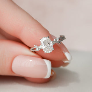 1.0CT Oval Cut Twig Nature Inspired Moissanite Diamond  Engagement Ring