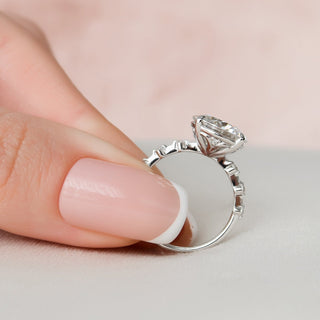 4.0ct Round Brilliant Cut Petite Pave Diamond Moissanite Engagement Ring