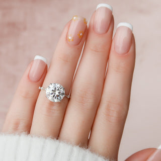 4.0ct Round Brilliant Cut Petite Pave Diamond Moissanite Engagement Ring