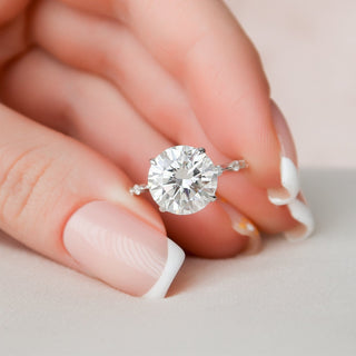 4.0ct Round Brilliant Cut Petite Pave Diamond Moissanite Engagement Ring