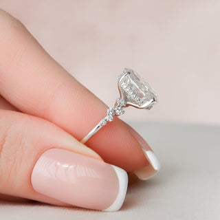 3.0CT Oval Cut Hidden Halo Cluster Diamond Moissanite Engagement Ring