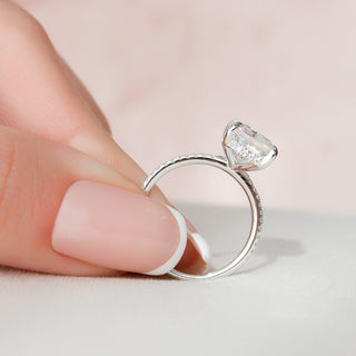 4.50СT Radiant Cut Hidden Halo Pave Diamond Moissanite Engagement Ring