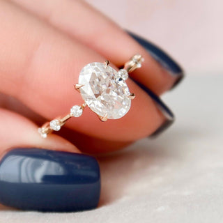 2.0CT Oval Cut Petite Pave  Moissanite Diamond Engagement Ring