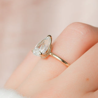 2.0 CT Pear Solitaire Classic Moissanite Engagement Ring top view