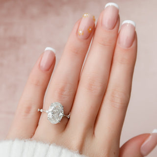 5.0CT Oval Cut petite Pave Diamond Moissanite Engagement Ring